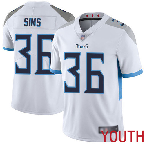 Tennessee Titans Limited White Youth LeShaun Sims Road Jersey NFL Football #36 Vapor Untouchable->tennessee titans->NFL Jersey
